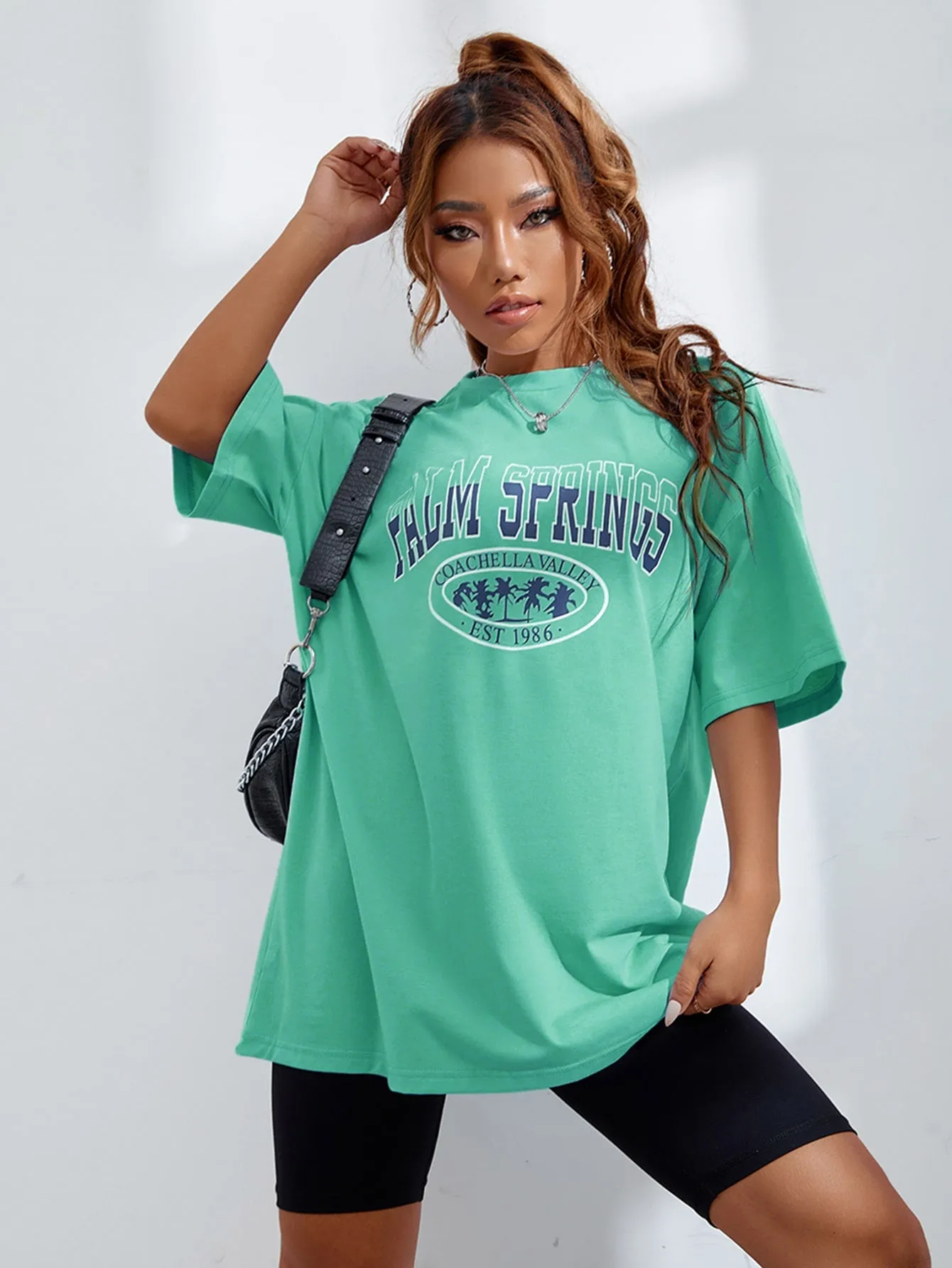 Letter Graphic Oversized Longline Tee