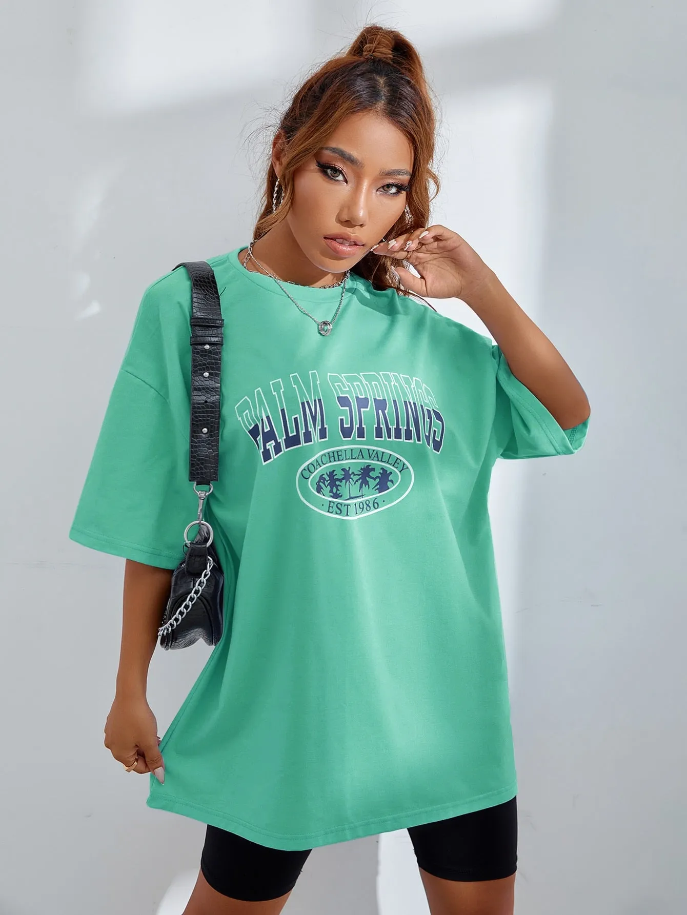 Letter Graphic Oversized Longline Tee