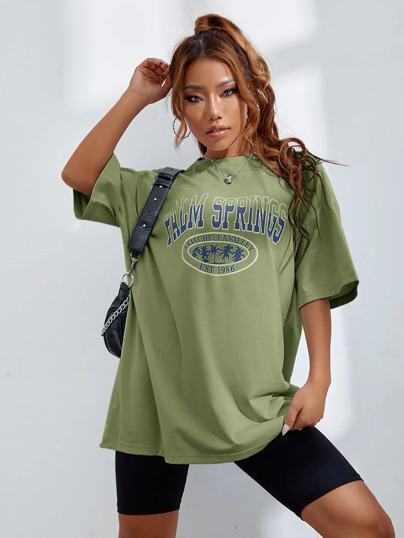 Letter Graphic Oversized Longline Tee