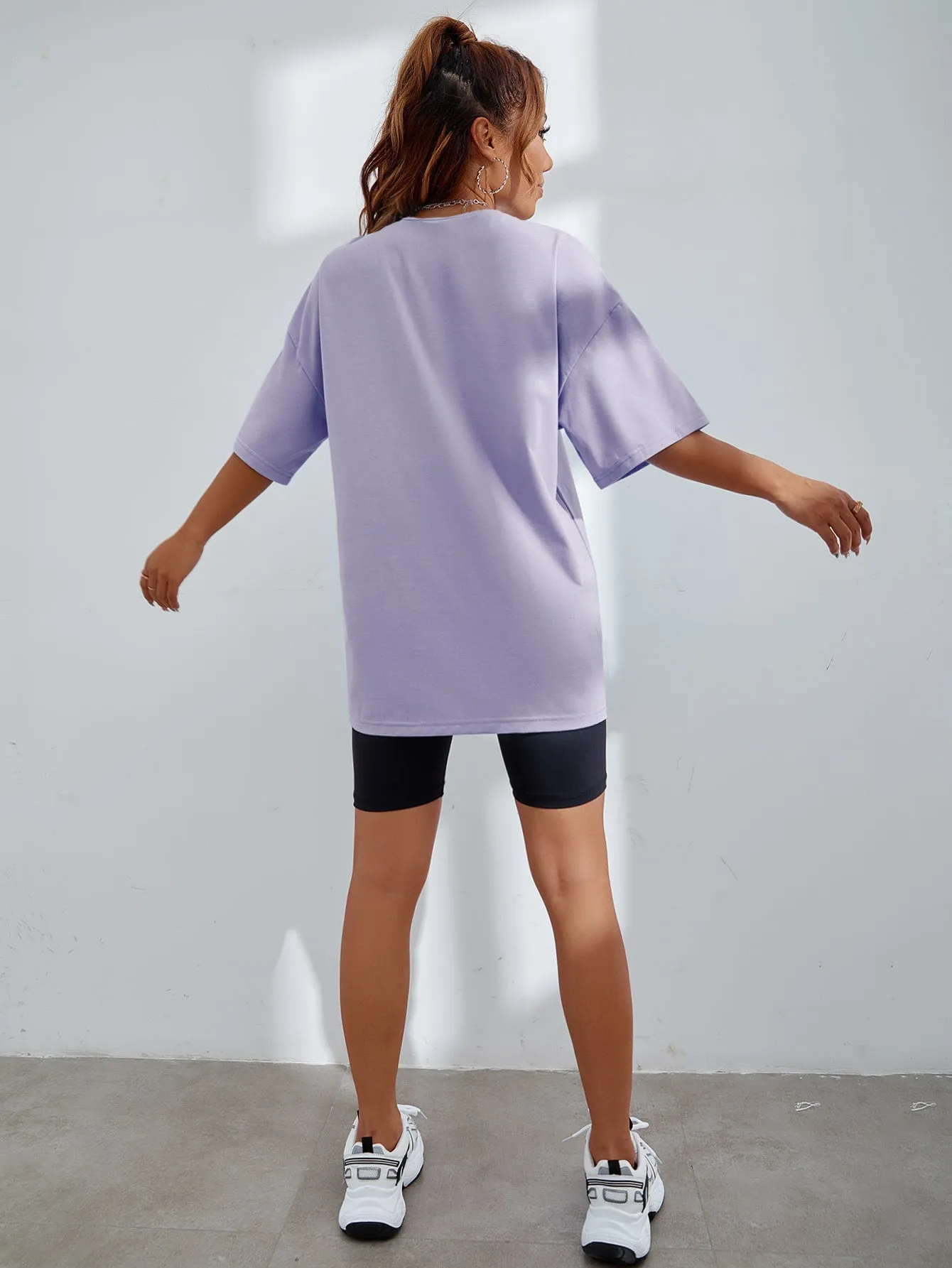 Letter Graphic Oversized Longline Tee
