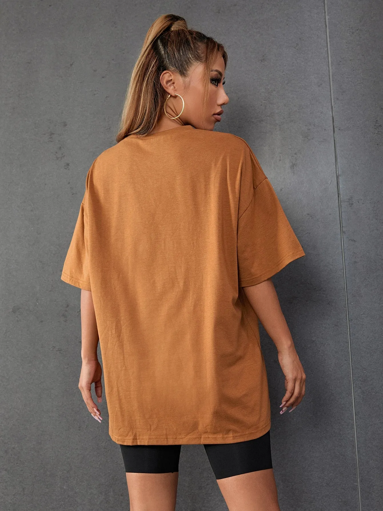 Letter Graphic Oversized Longline Tee