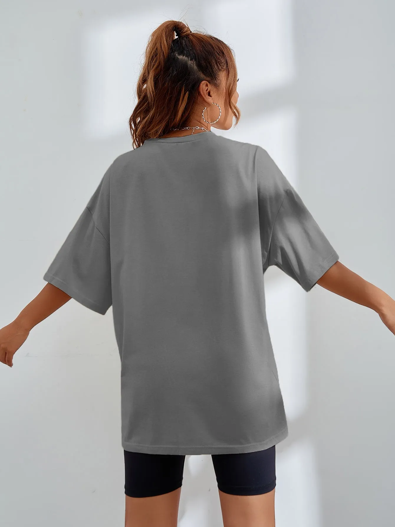 Letter Graphic Oversized Longline Tee