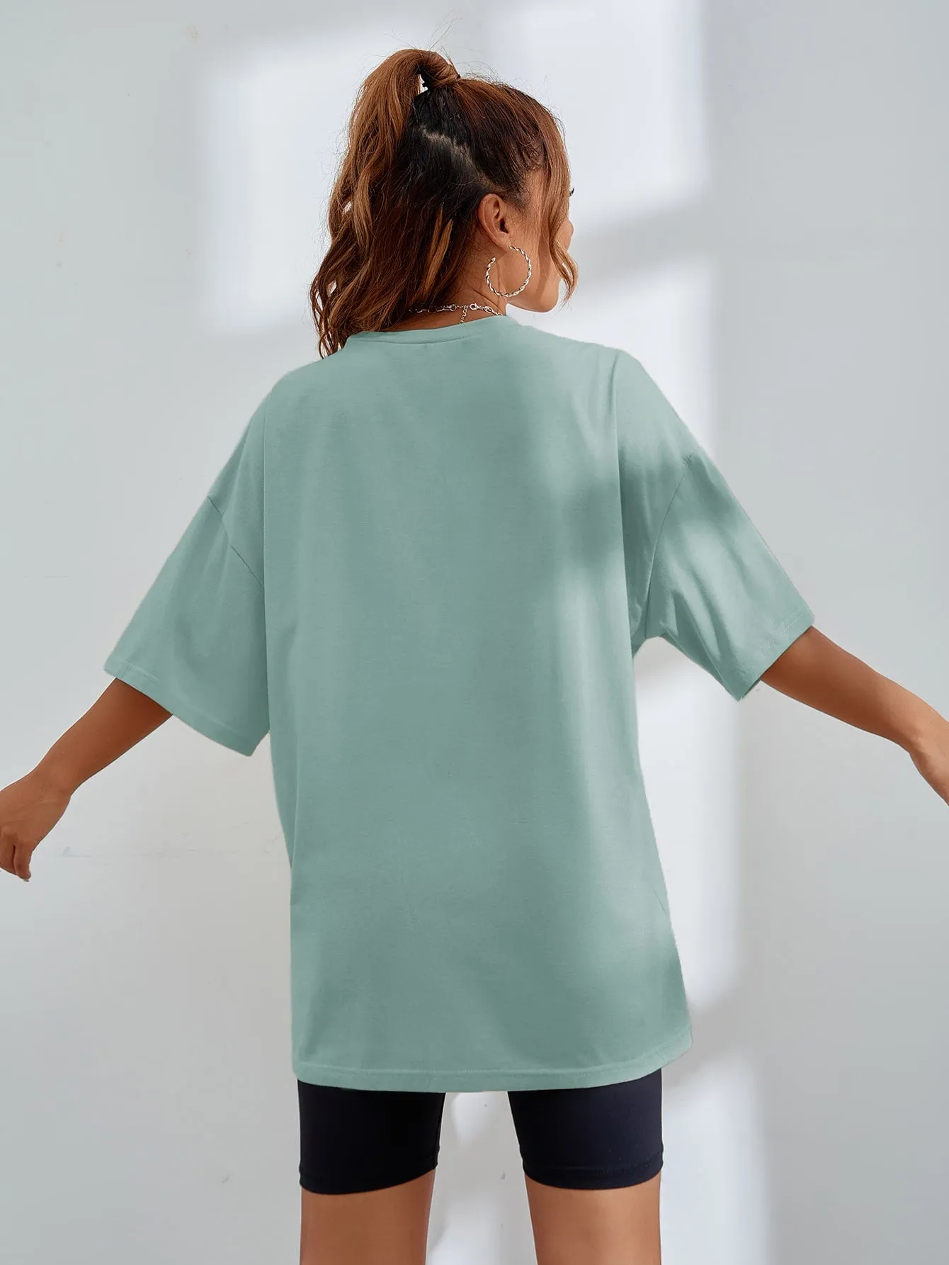 Letter Graphic Oversized Longline Tee