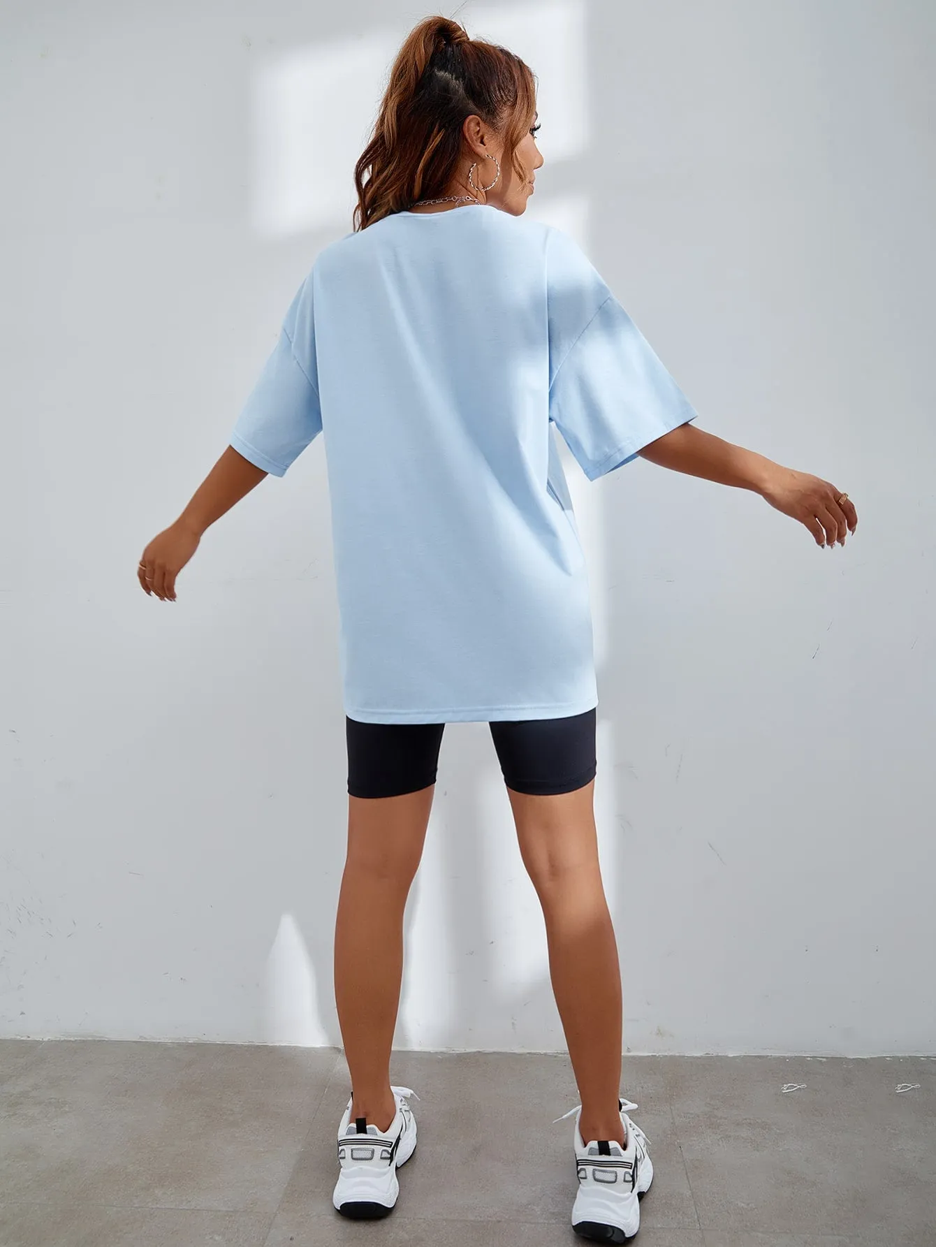 Letter Graphic Oversized Longline Tee