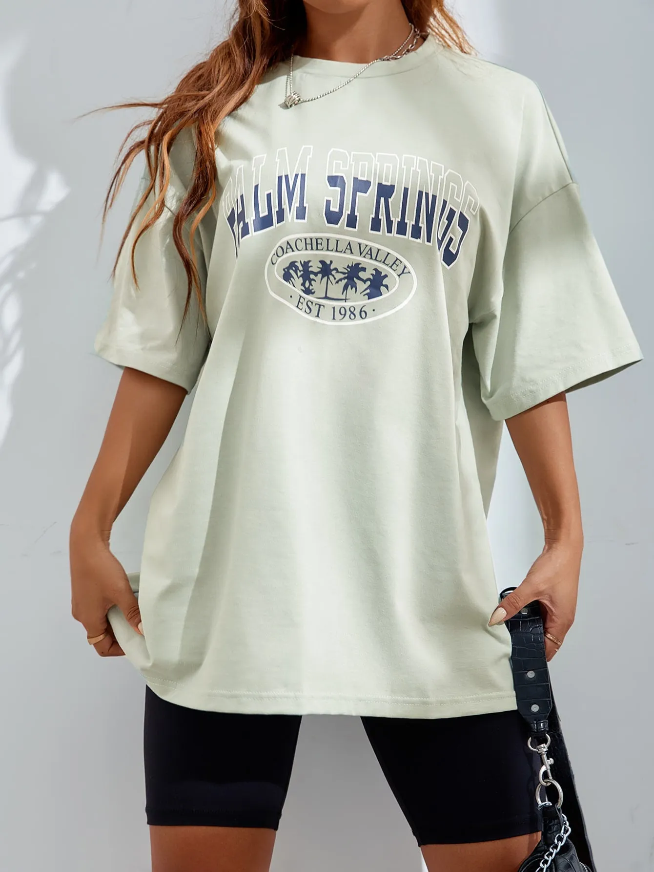 Letter Graphic Oversized Longline Tee