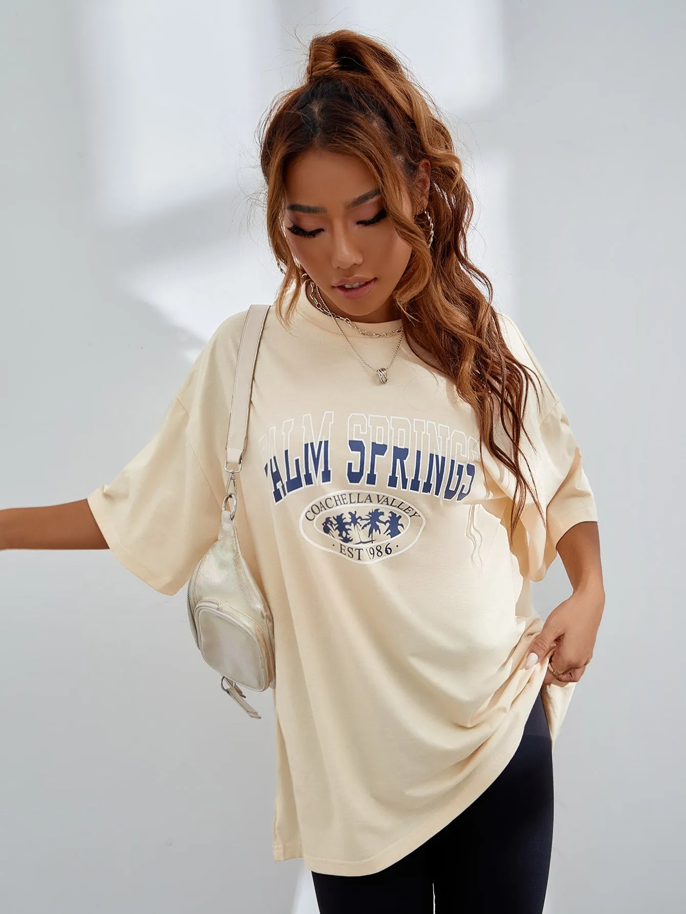 Letter Graphic Oversized Longline Tee