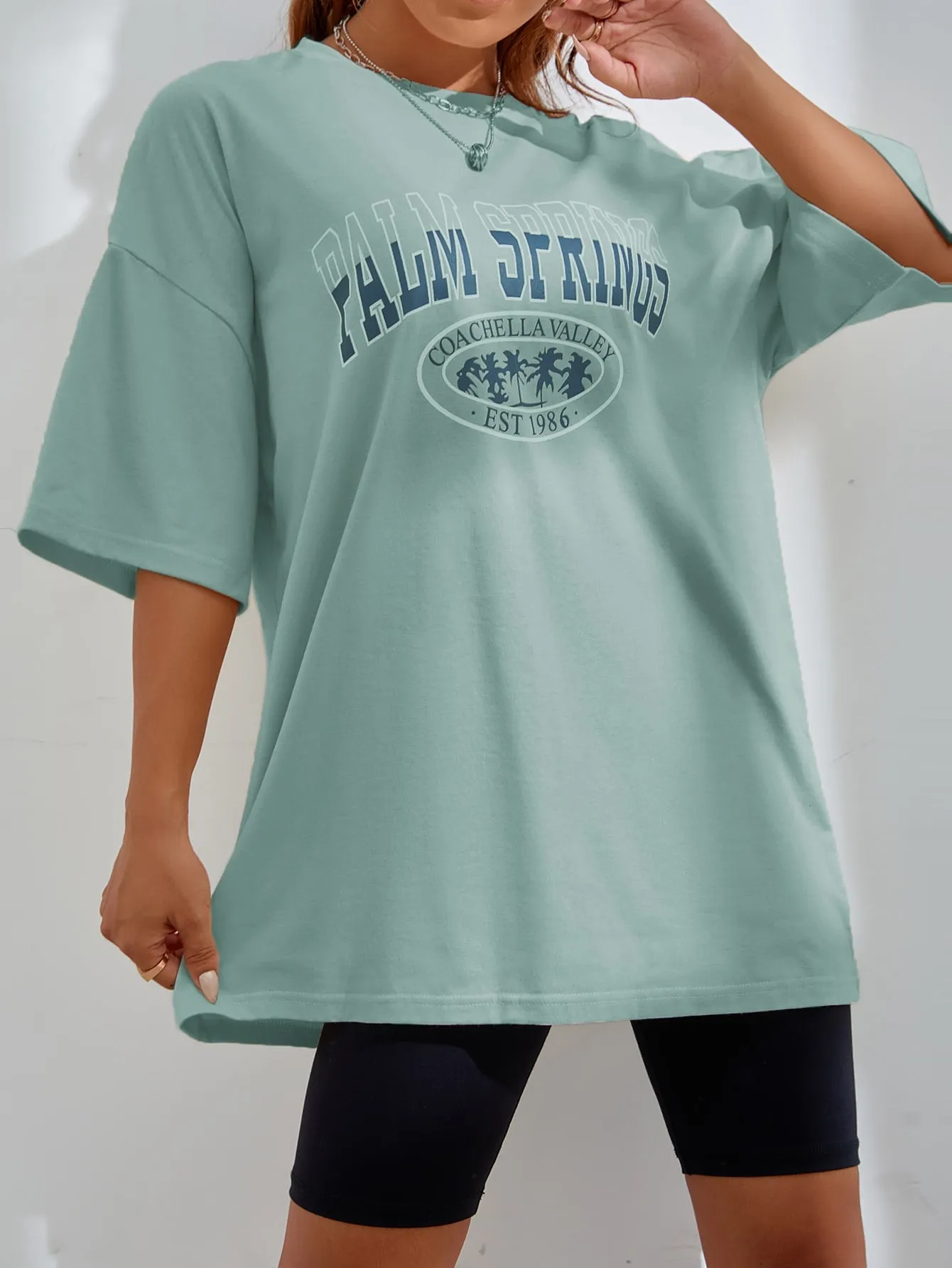Letter Graphic Oversized Longline Tee