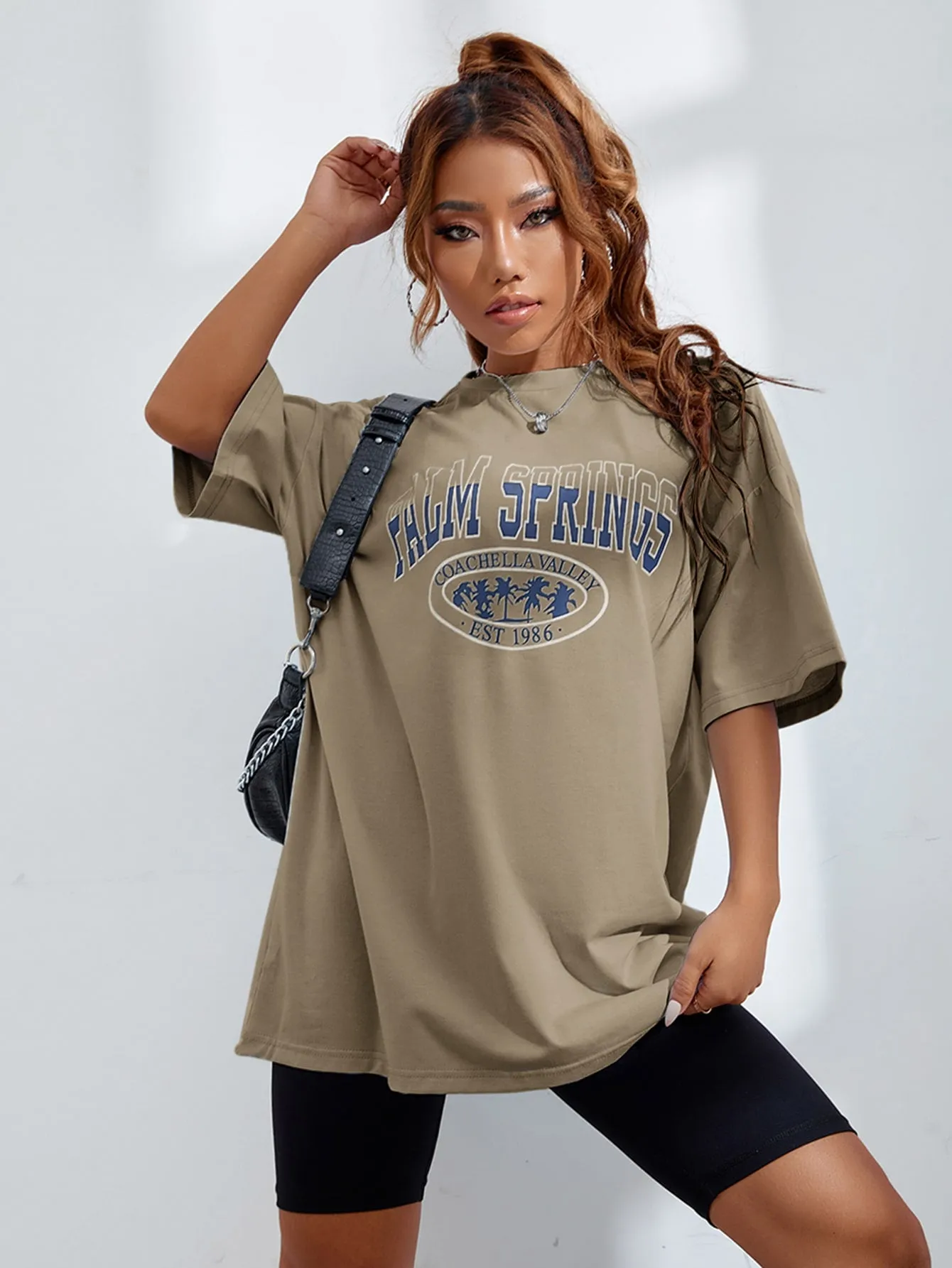 Letter Graphic Oversized Longline Tee