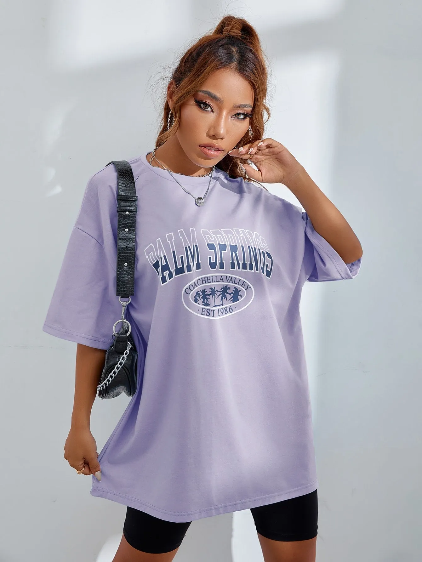Letter Graphic Oversized Longline Tee