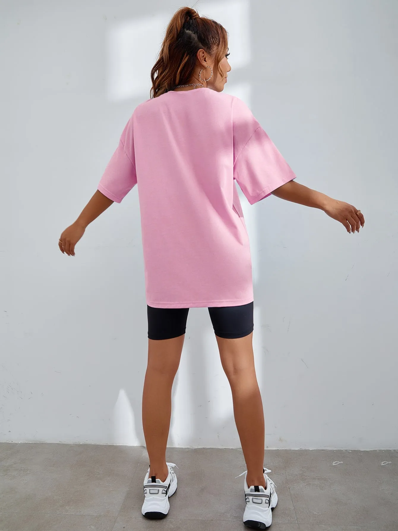 Letter Graphic Oversized Longline Tee