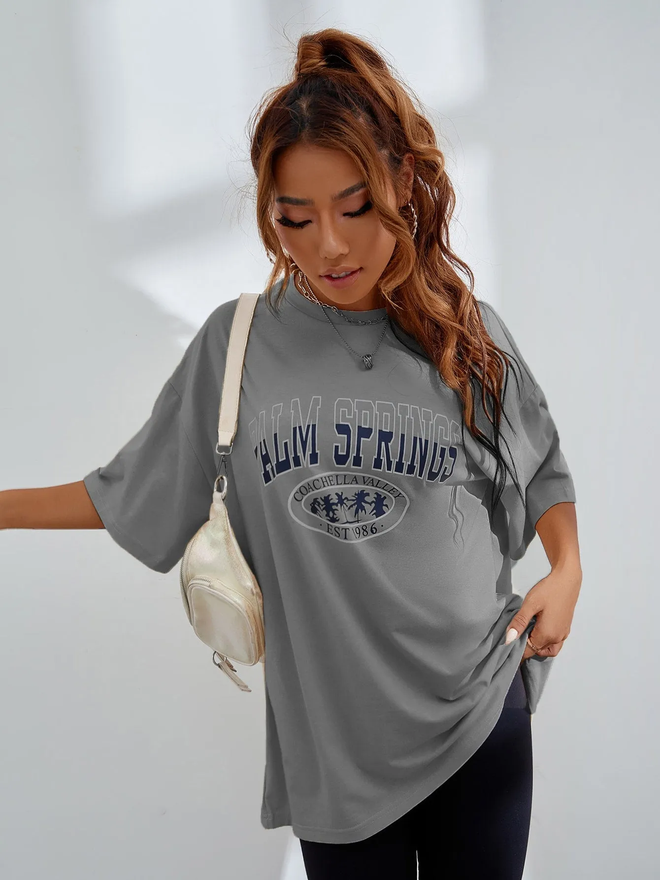 Letter Graphic Oversized Longline Tee