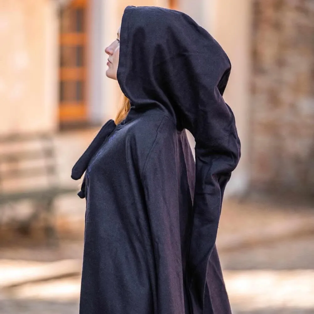 Long Wool Viking Cloak | Hand-Stitched Embroidery