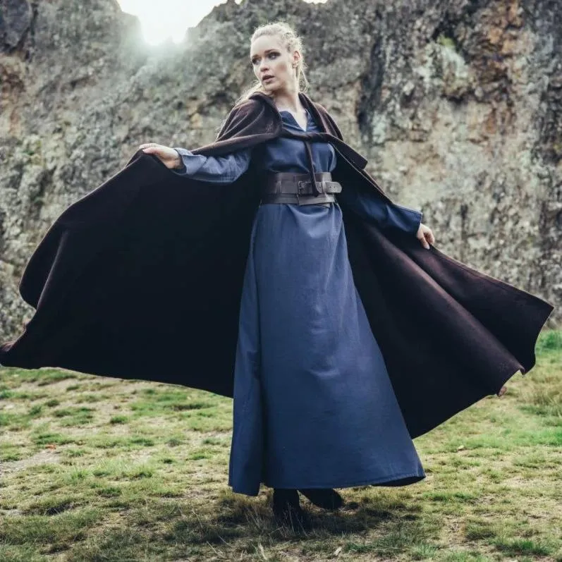 Long Wool Viking Cloak | Hand-Stitched Embroidery