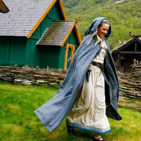Long Wool Viking Cloak | Hand-Stitched Embroidery