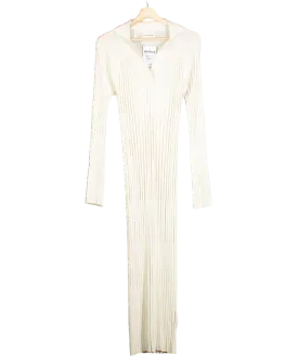 LouLou Studio Cream Kale Ribbed Silk Cotton Blend Midi Dress UK XS