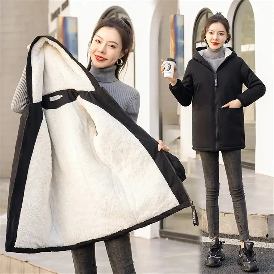 M-4XL Oversize Winter Jacket Cotton Padded Thicken Fleece Coat Women Parkas Warm Overcoat Snow Wear Windbreaker Loose Jackets