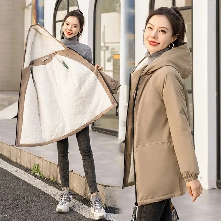 M-4XL Oversize Winter Jacket Cotton Padded Thicken Fleece Coat Women Parkas Warm Overcoat Snow Wear Windbreaker Loose Jackets