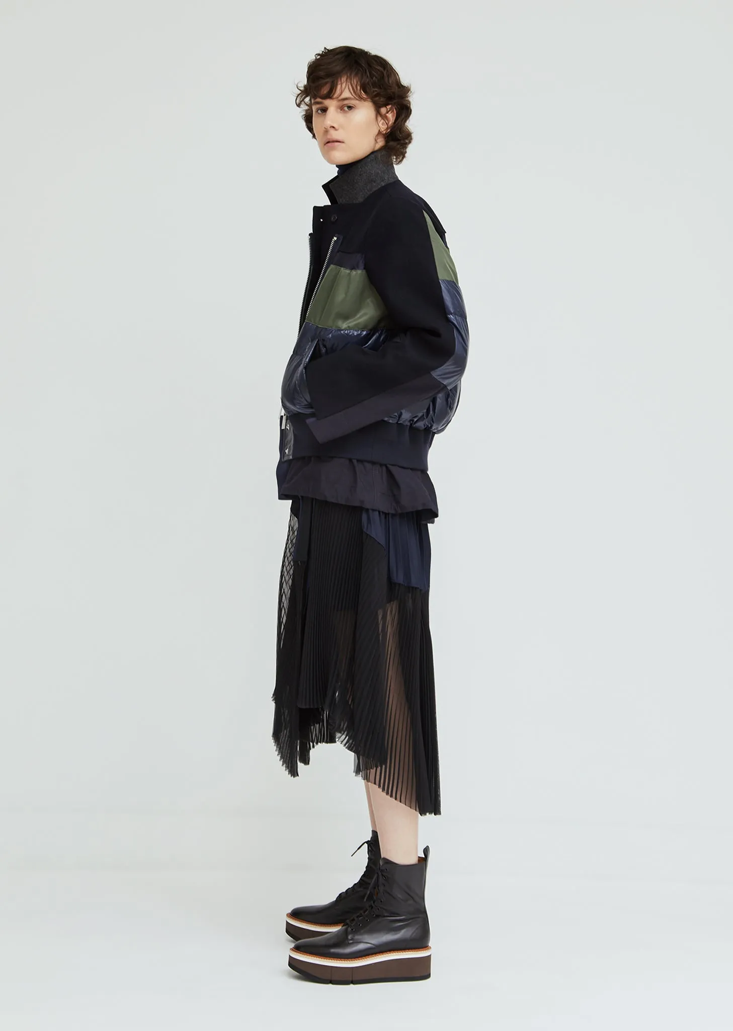 Melton Mixed Fabric Blouson