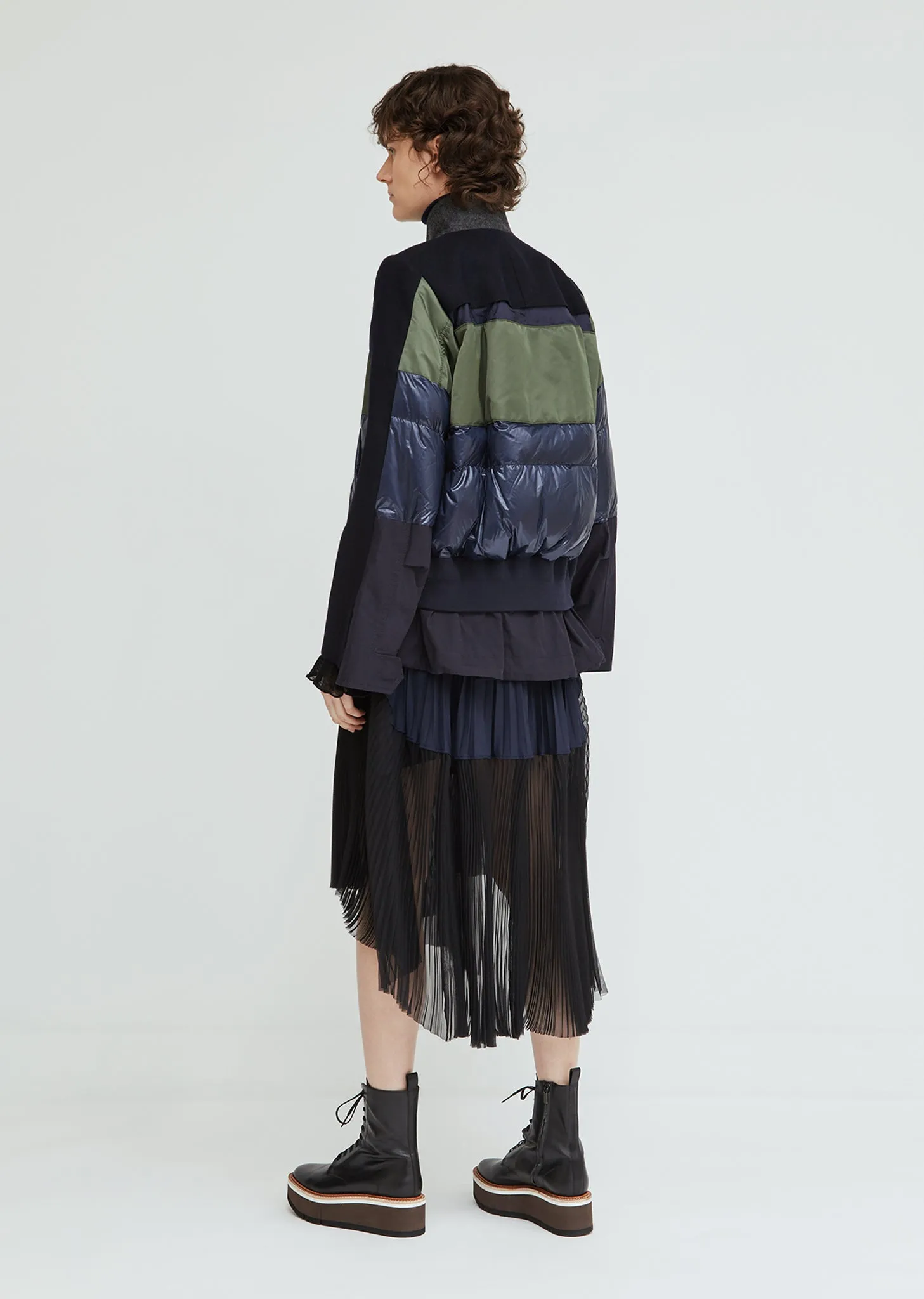 Melton Mixed Fabric Blouson