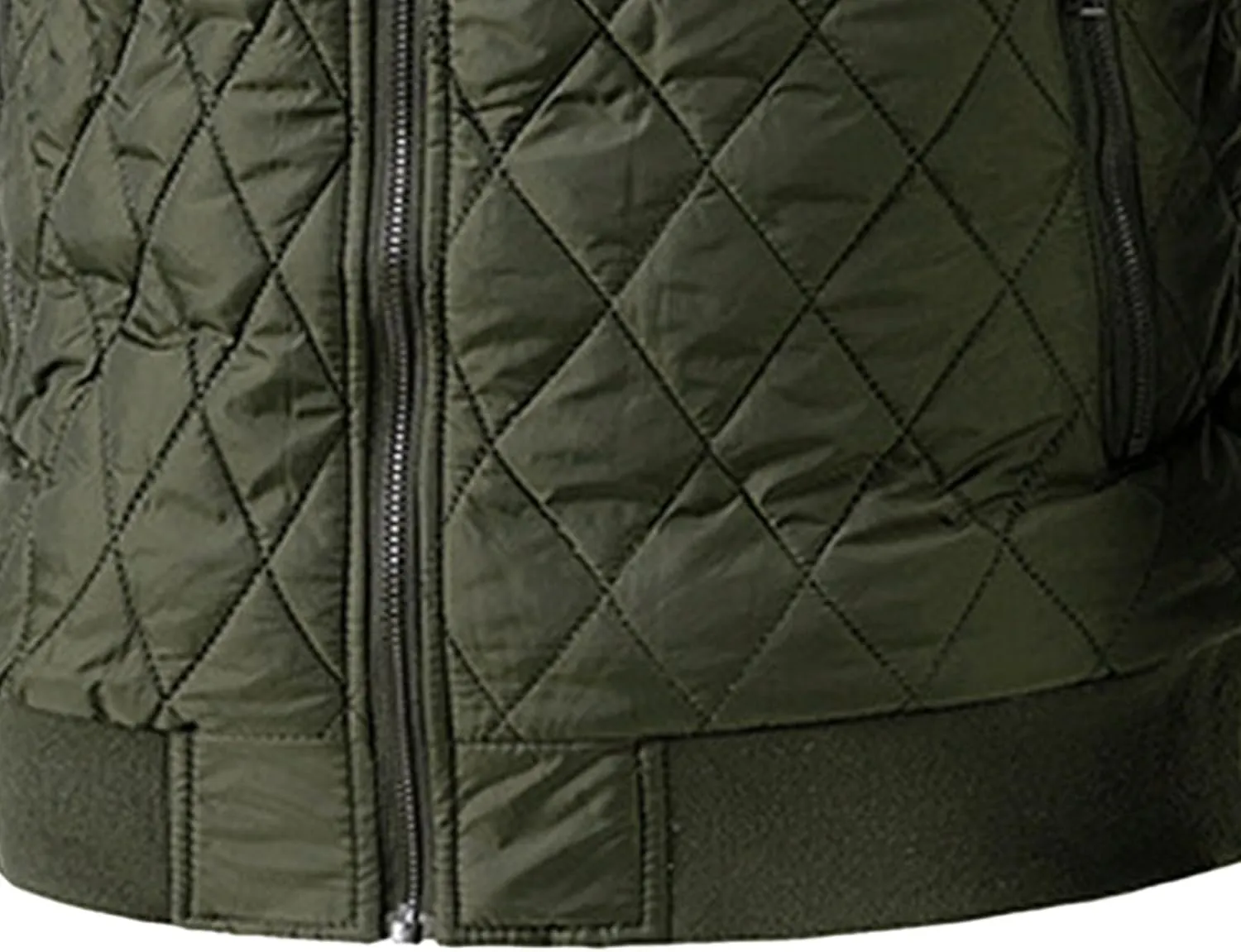 Men's Winter Quilted Jacket with Removable Hood Long Sleeve Casual Diamond Bomber Jacket Warm Winter Padded Coat