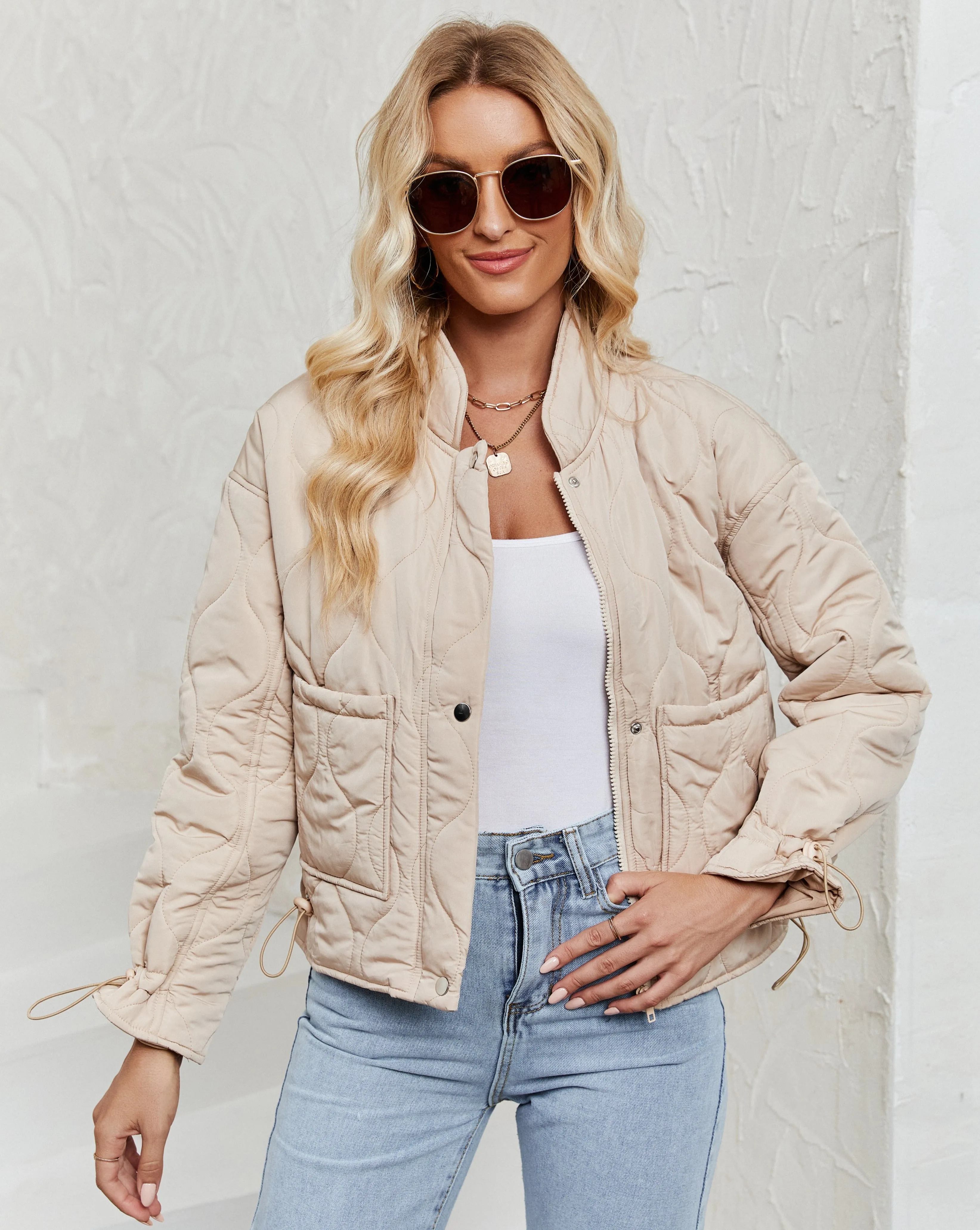MEROKEETY Stand Collar Zip Up Lightweight Quilted Puffer Jacket