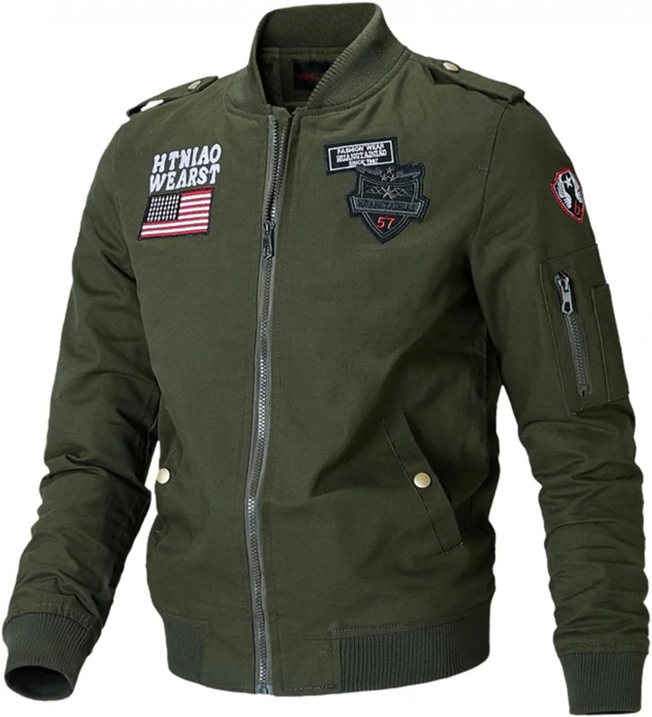 Military Jackets for Men Cotton USA American Flag Flight Bomber Jackets Lightweight Tactical Windbreakers Cargo Coats
