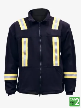 Navy Fleece Full Zip Jacket With Reflective Striping By IFR Workwear – Style OSN324