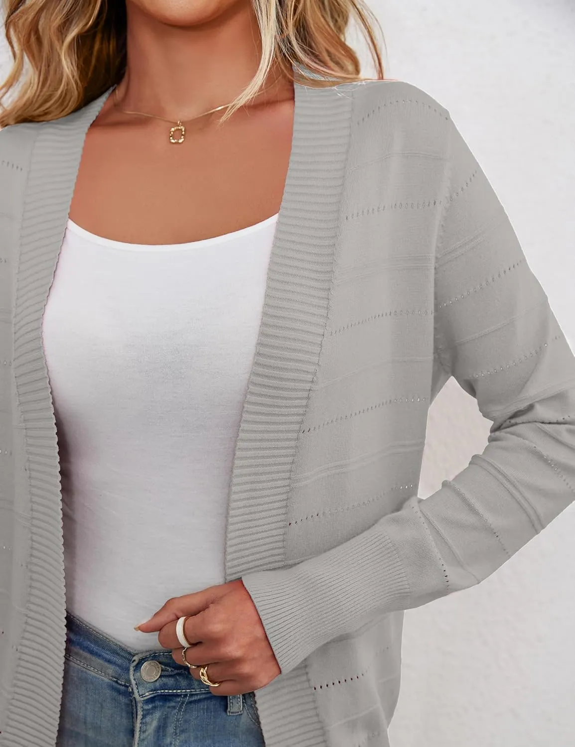 OmicGot Women's Long Sleeve Open Front Chunky Cable Knit Loose Cardigan Sweater