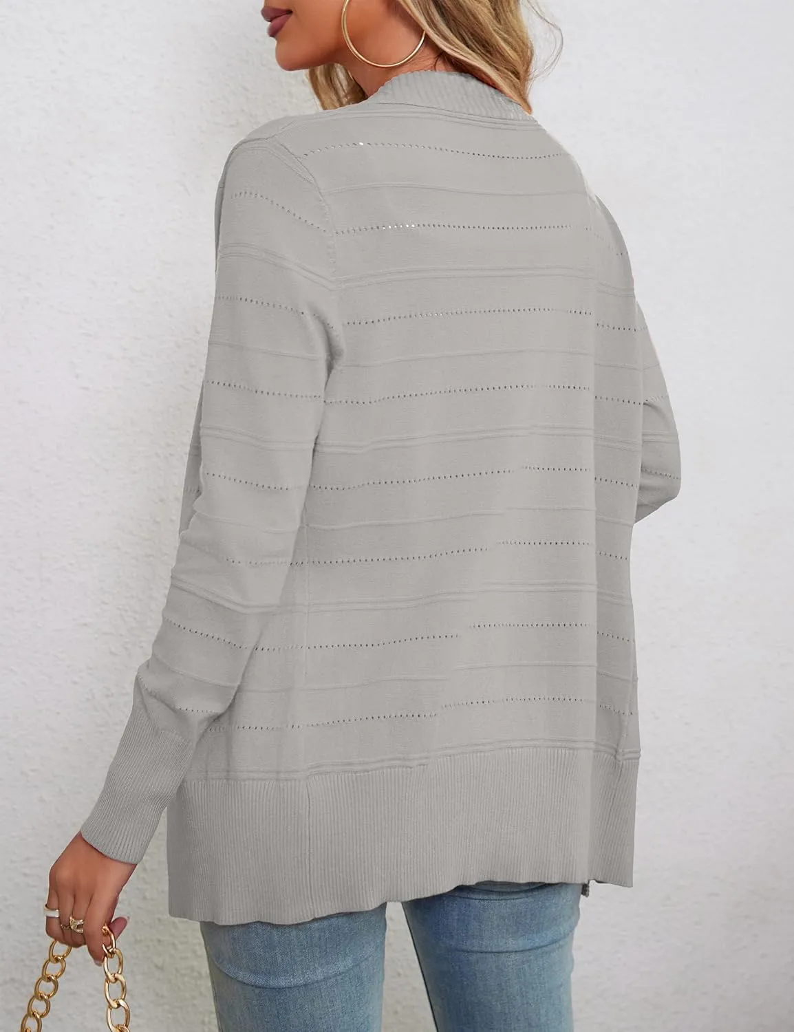 OmicGot Women's Long Sleeve Open Front Chunky Cable Knit Loose Cardigan Sweater