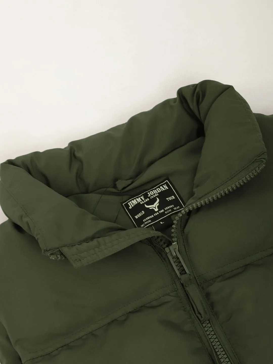 Quilted Gilet Cut Sleeves Green Puffer Jacket