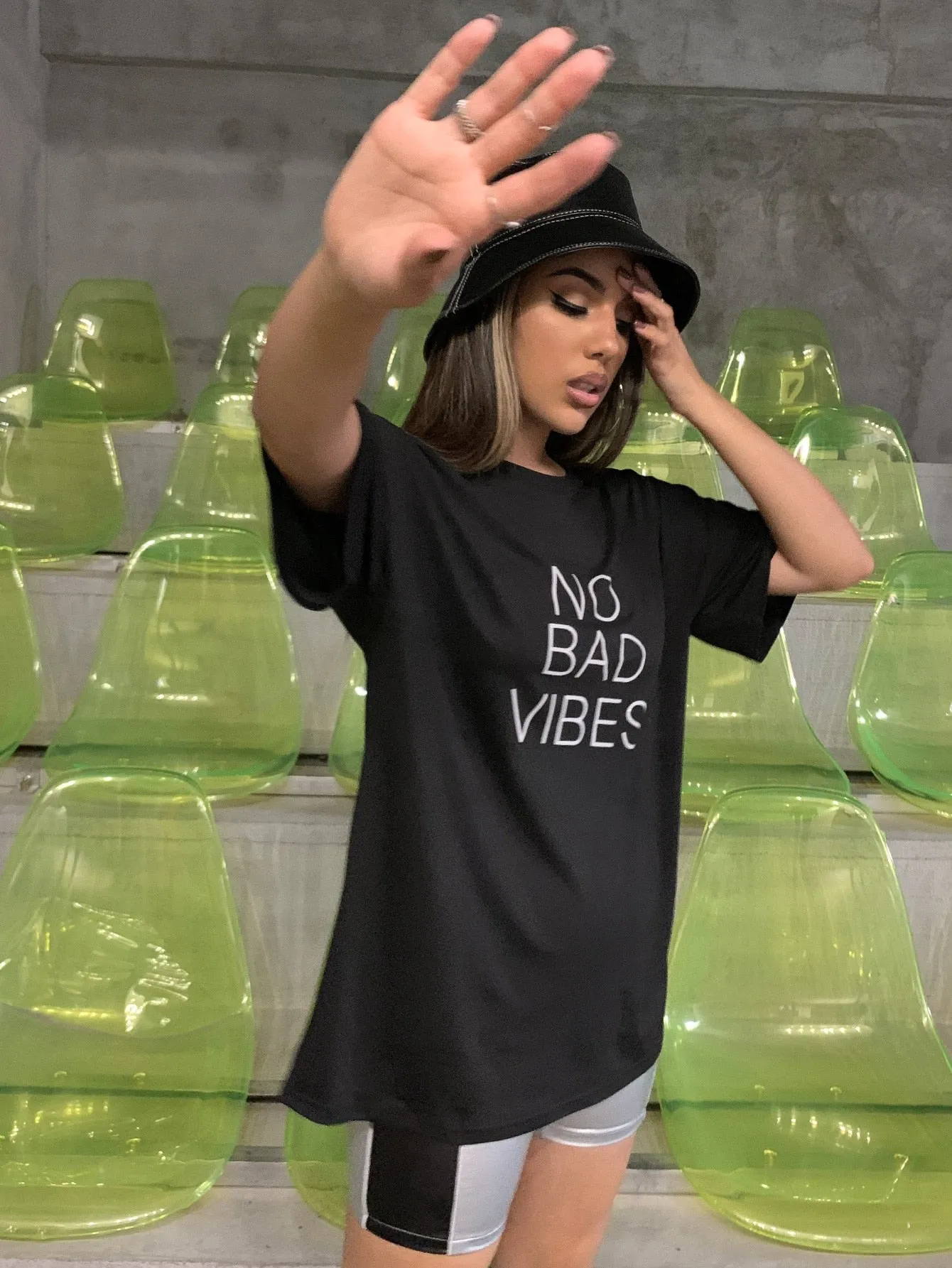 Reflective Letter Graphic Longline Tee