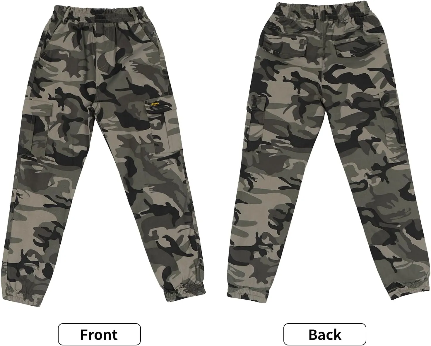 Rolanko Boys' Cargo Pants Casual Kids Joggers Elastic Waist Outdoor Hiking Baggy Trousers 4-14 Years