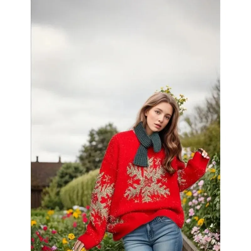 Sabrina - Women's Christmas sweater with snowflake motif