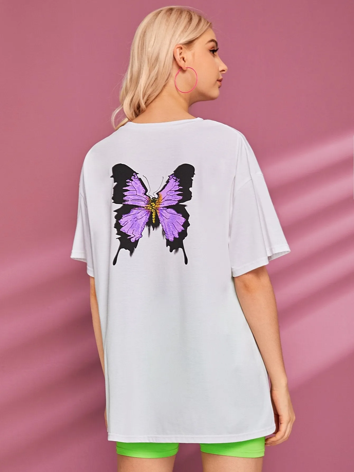 Slogan Graphic Butterfly Back Tee