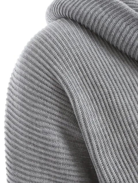 Trendy Hooded Buttoned Longline Sweater