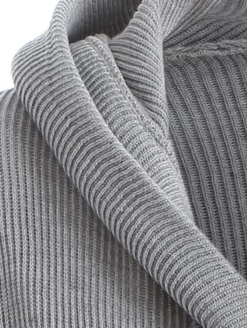 Trendy Hooded Buttoned Longline Sweater