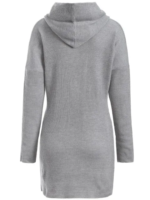 Trendy Hooded Buttoned Longline Sweater