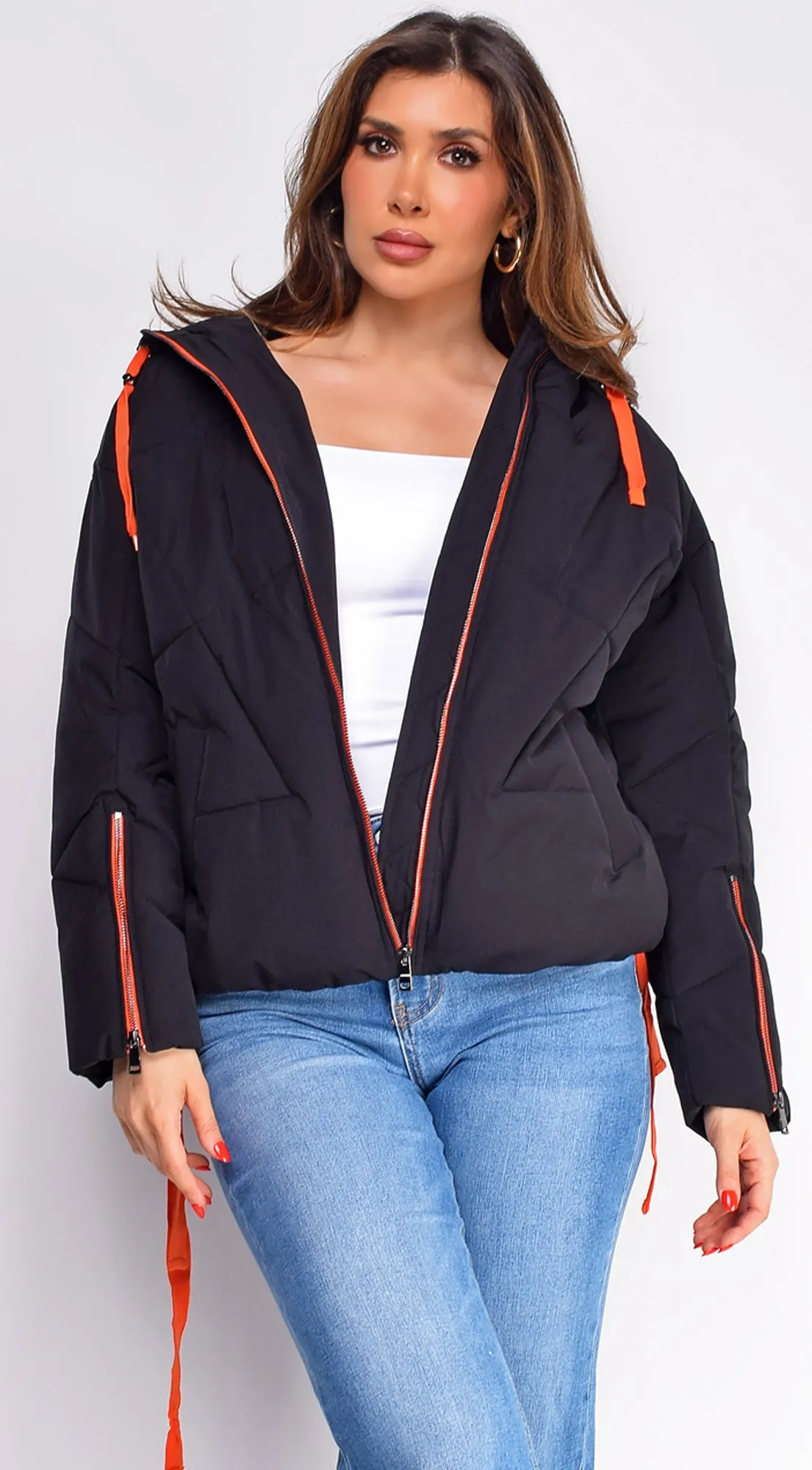 Varvara Black Oversized Quilted Puffer Jacket