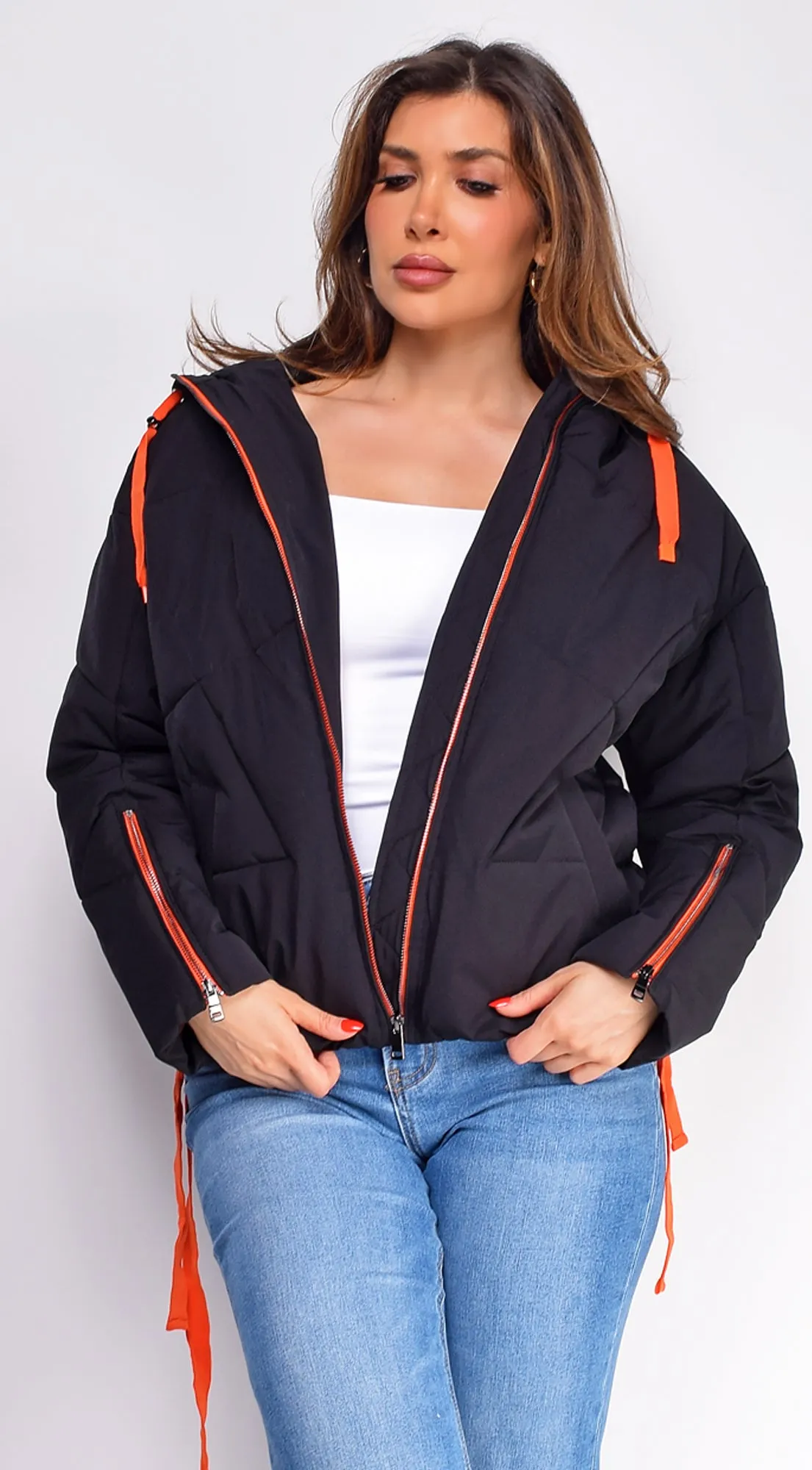 Varvara Black Oversized Quilted Puffer Jacket