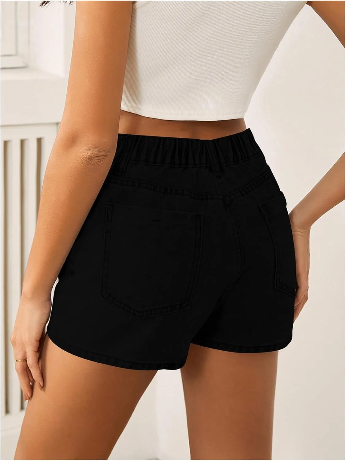 WDIRARA Women's High Waisted Button Front Denim Skort Asymmetrical Hem Skirt Shorts