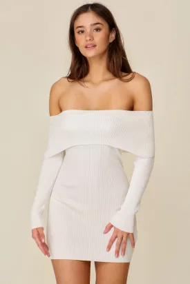 White Bare Elegance Off Shoulder Bodycon Dress