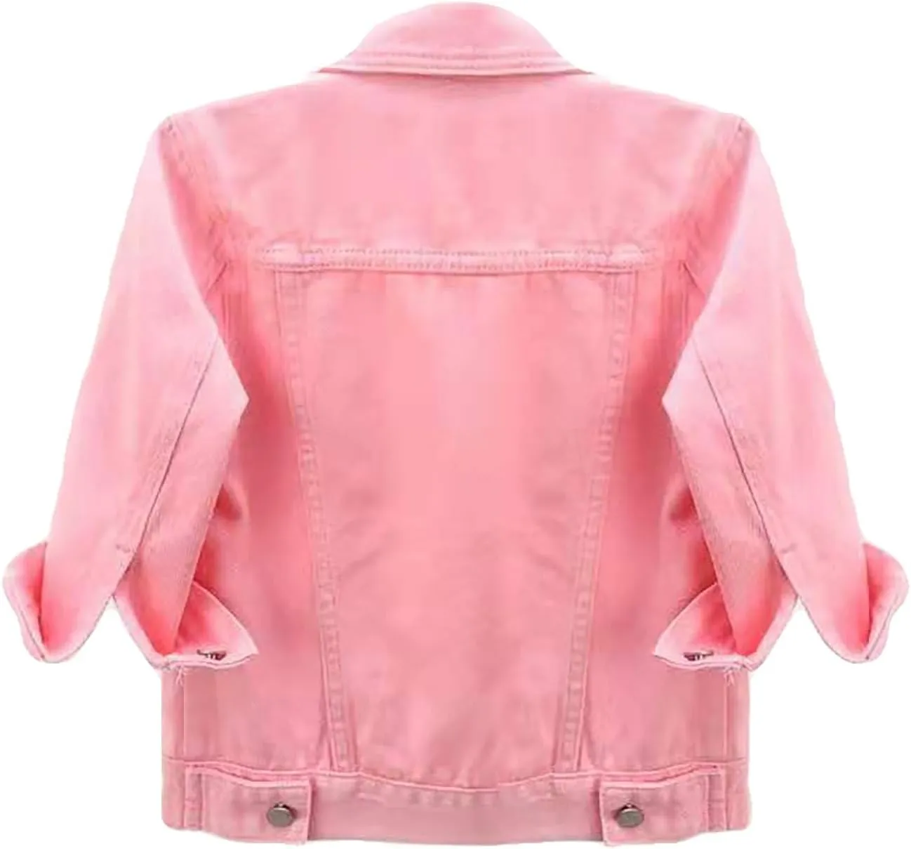 Women's 3/4 Sleeve Colored Cropped Denim Jacket Light Wash Short Jean Jacket Trucker Shackets Coat