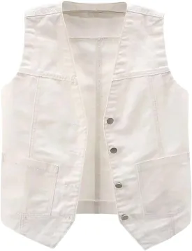 Womens Jean Vest Jackets Lightweight Sleeveless Denim Jackets Button Down Casual Fashion 2024 Fall Fashion Vest Coat