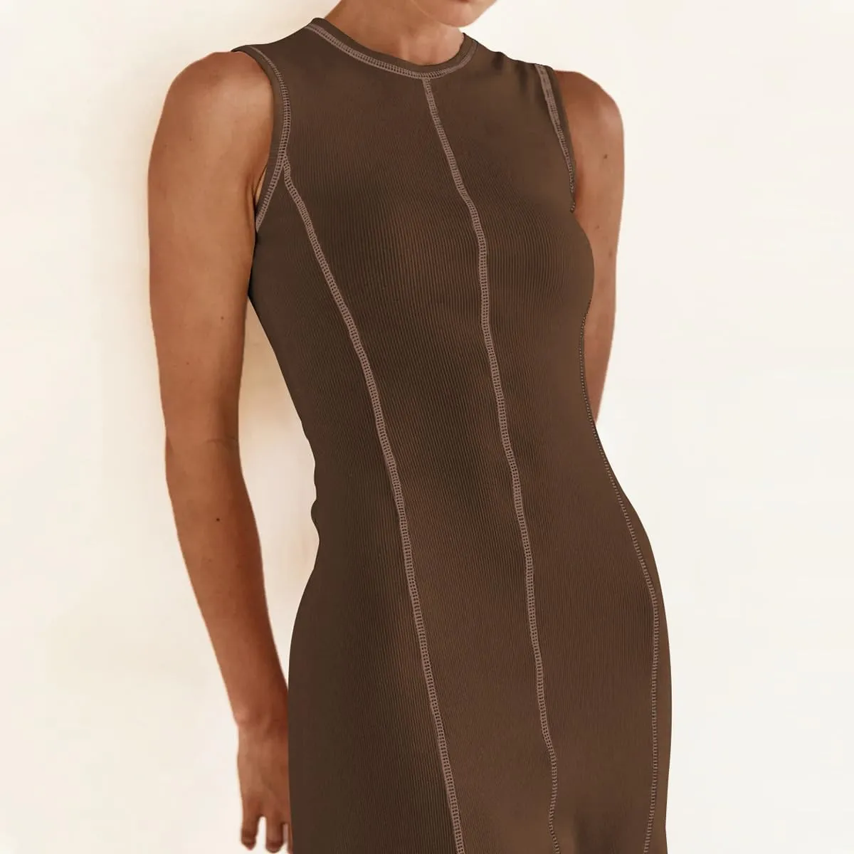 Women‘s Sleeveless T Shirt Dress Ribbed Knit Long Tank Dress Summer Y2K Maxi Dresses