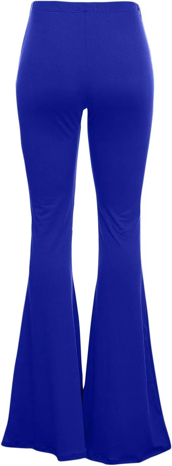 Women's Solid Flare Leggings Boho Hippie High Waist Wide Leg Long Flared Bell Bottom Pants Yoga Pant Trousers