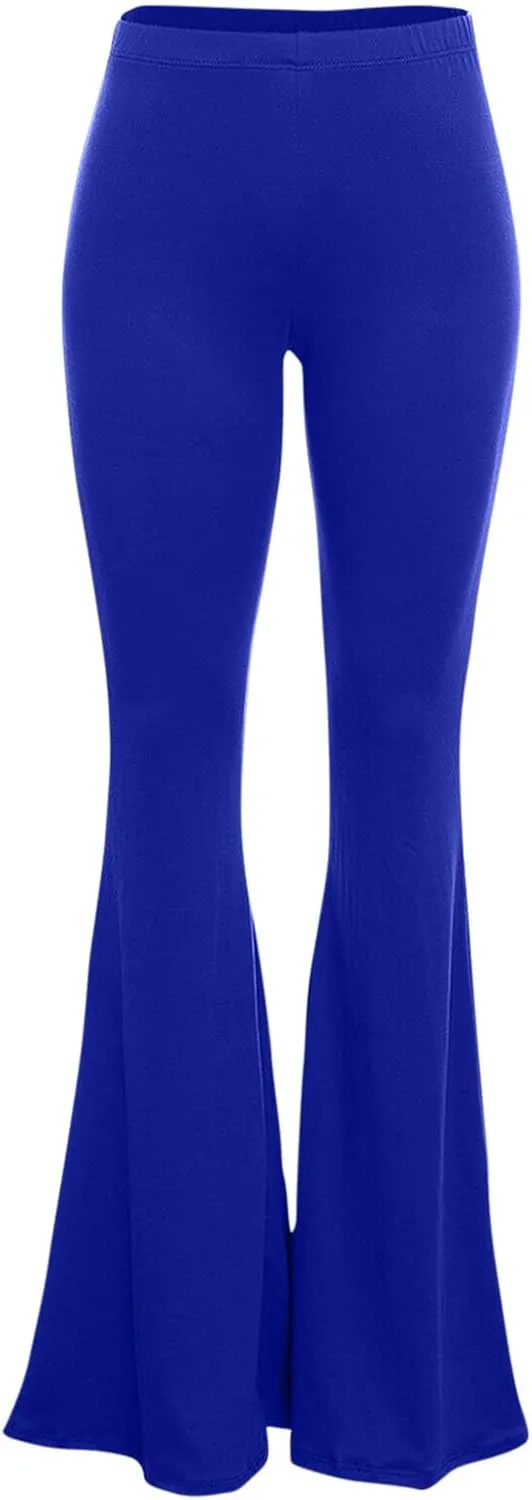 Women's Solid Flare Leggings Boho Hippie High Waist Wide Leg Long Flared Bell Bottom Pants Yoga Pant Trousers