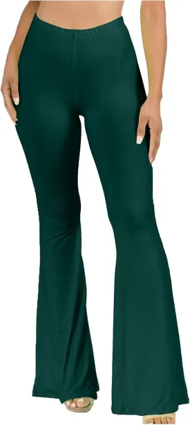 Women's Solid Flare Leggings Boho Hippie High Waist Wide Leg Long Flared Bell Bottom Pants Yoga Pant Trousers