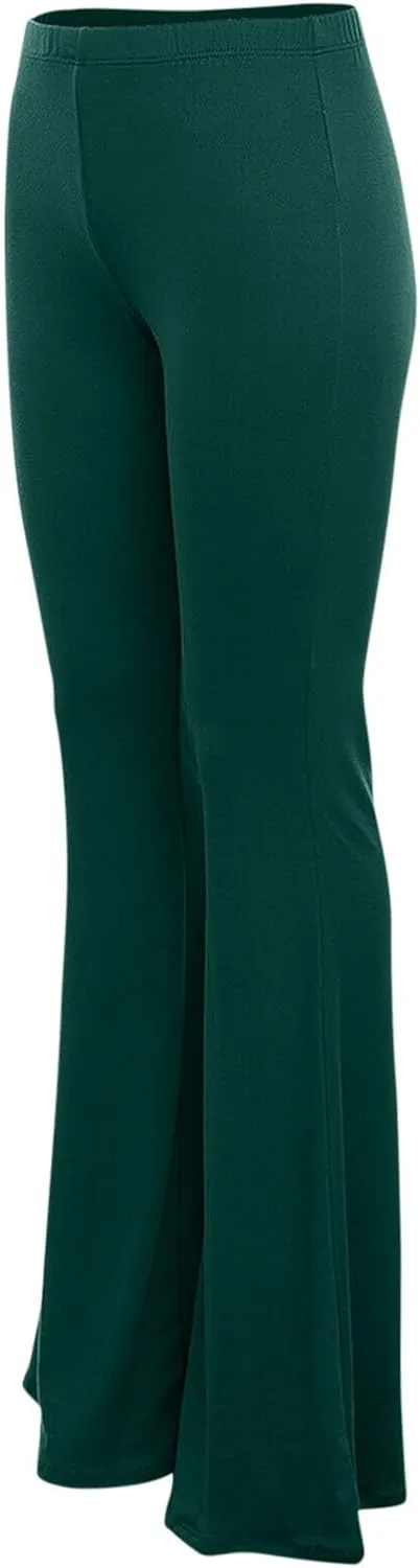 Women's Solid Flare Leggings Boho Hippie High Waist Wide Leg Long Flared Bell Bottom Pants Yoga Pant Trousers