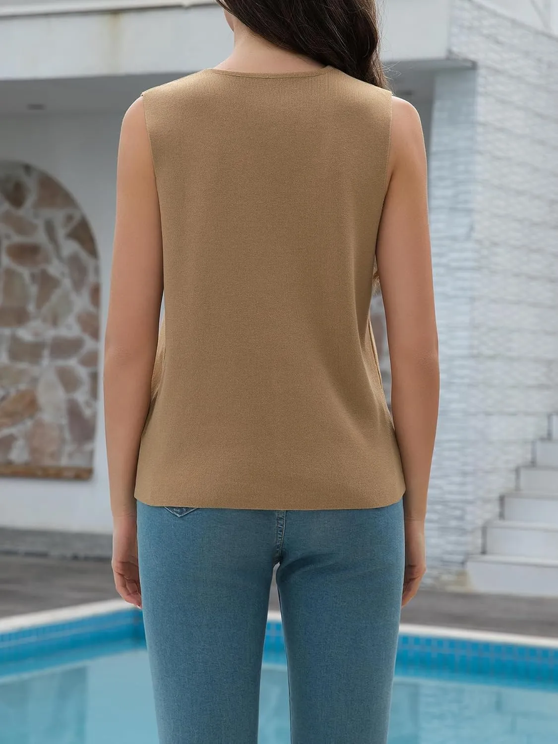 Women's Sweater Vests Summer V Neck Knit Tank Tops Crochet Button Down Sleeveless Y2k Shirts